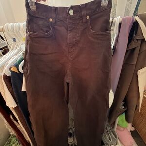 OAK + FORT Chocolate Brown Barrel Pants